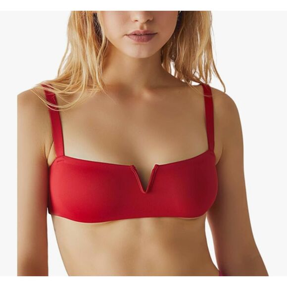NEW Intimately Free People Notched Lily Scuba Bralette Haute Red, Medium - Picture 1 of 11